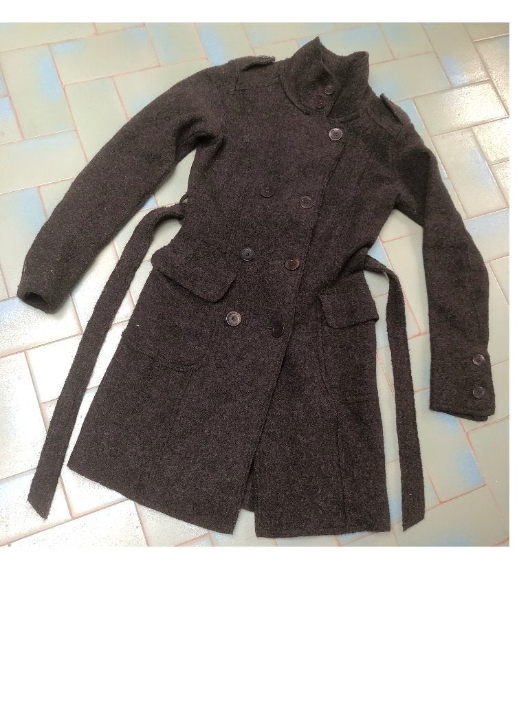 Talking French, halflange jas - mt 36 - prima staat - wol, Kleding | Dames, Talking French, Bruin, Ophalen of Verzenden, Maat 36 (S)