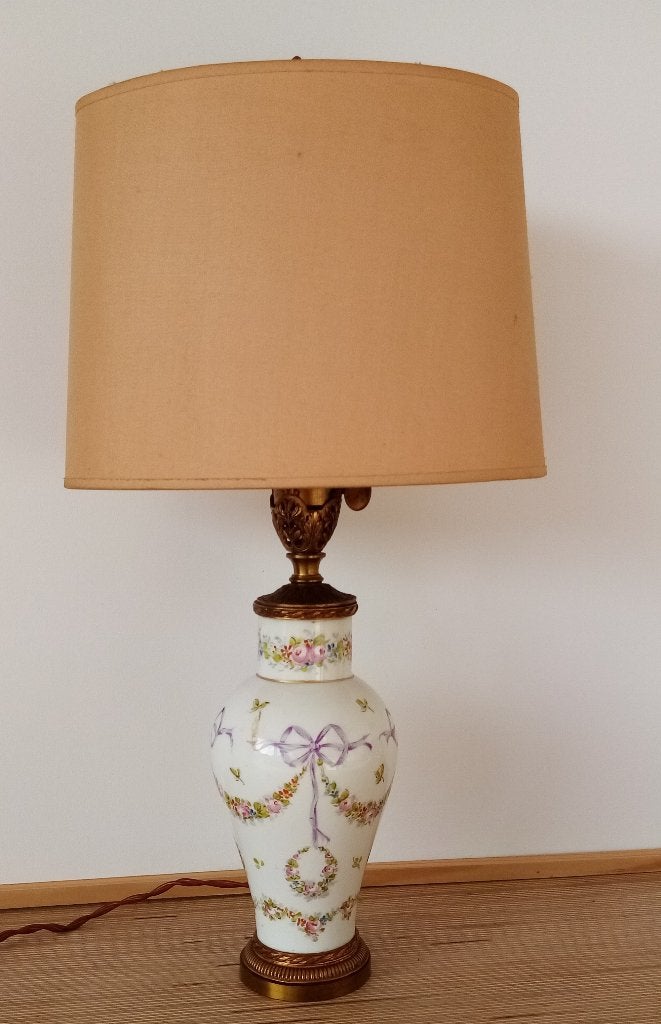 Louis XVI Parijse porseleinen lamp, handbeschilderd, brons., Antiek en Kunst, Ophalen