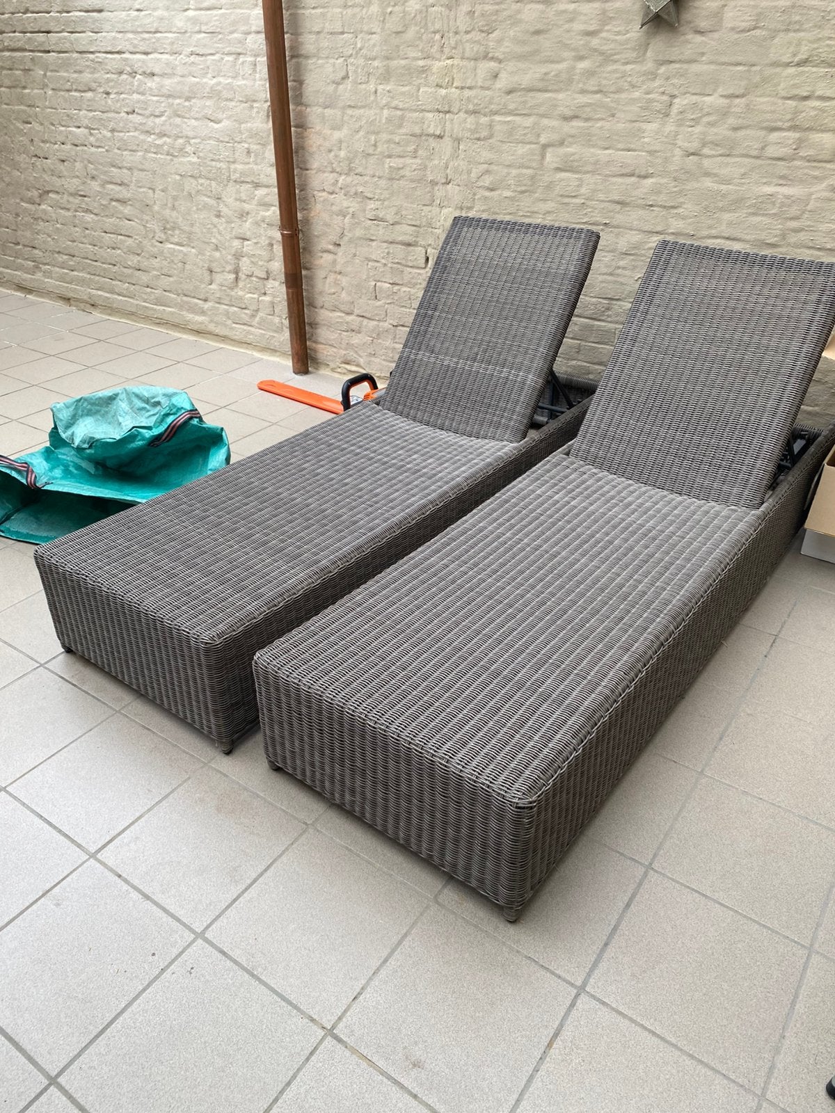 Twee lig bedden in wicker, Ophalen, Gebruikt, Wicker, Verstelbaar