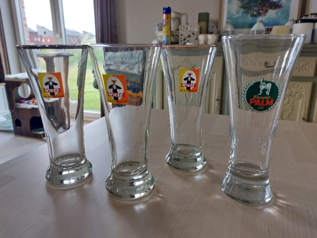 Wieze & Palm bierglazen – set van 4 – goede staat, Enlèvement, Utilisé, Verre à bière