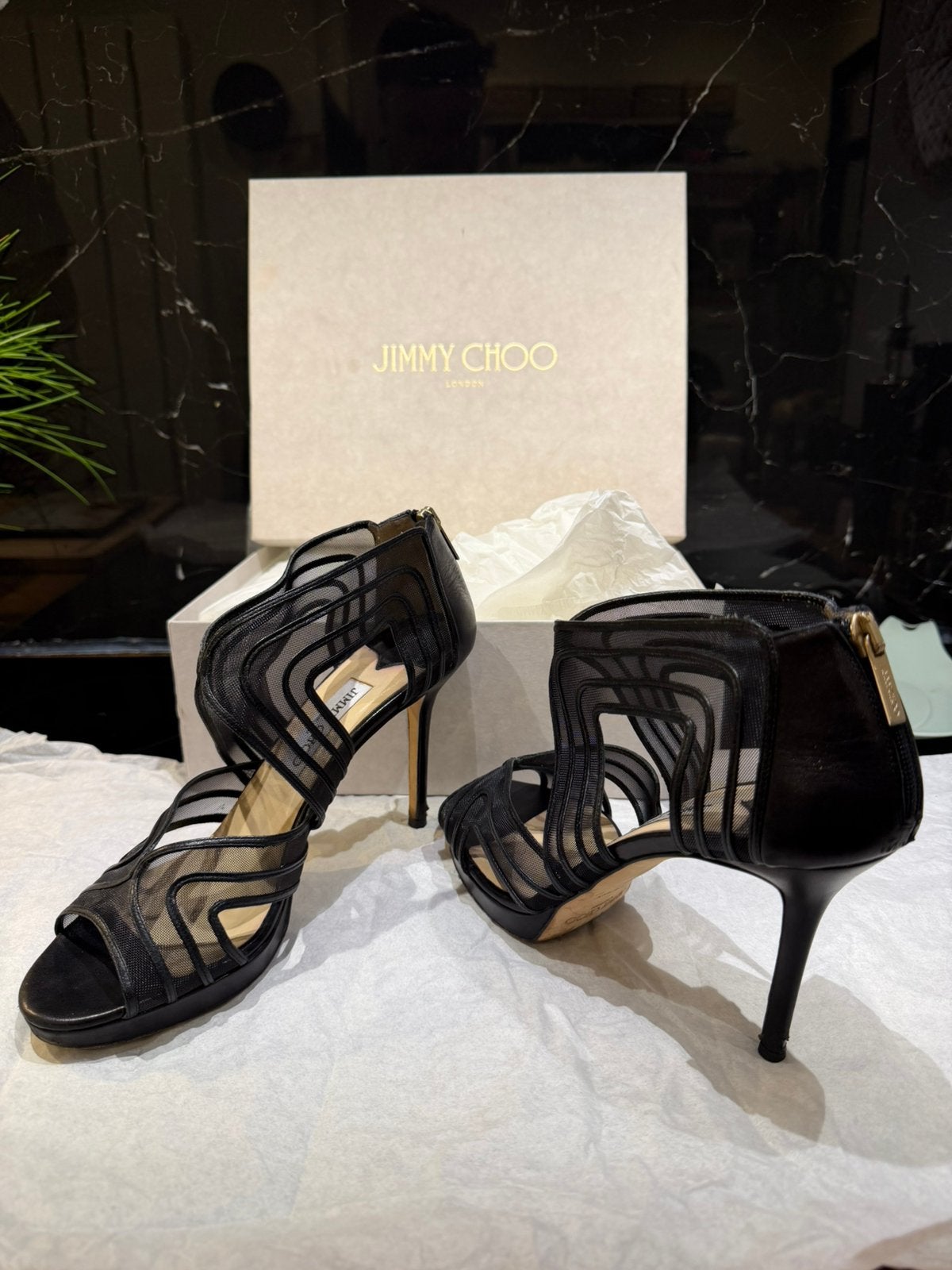 Sandales Jimmy choo 40, Zwart, Gedragen, Sandalen of Muiltjes, Ophalen of Verzenden