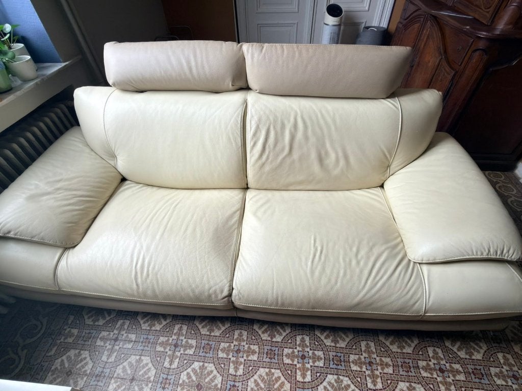 Ensemble Canapé + Méridienne en cuir véritable Château d'Ax, 75 à 100 cm, Banc droit, Enlèvement, Utilisé