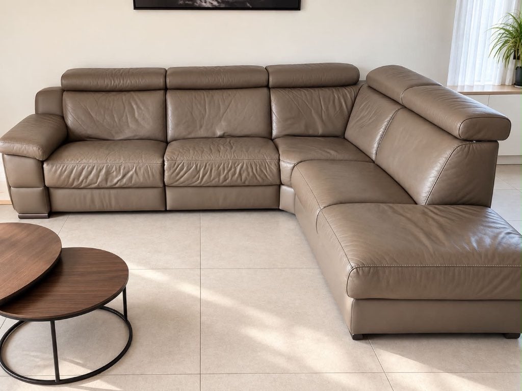 Hoekzetel in leder met relax, Enlèvement, Utilisé, Cuir