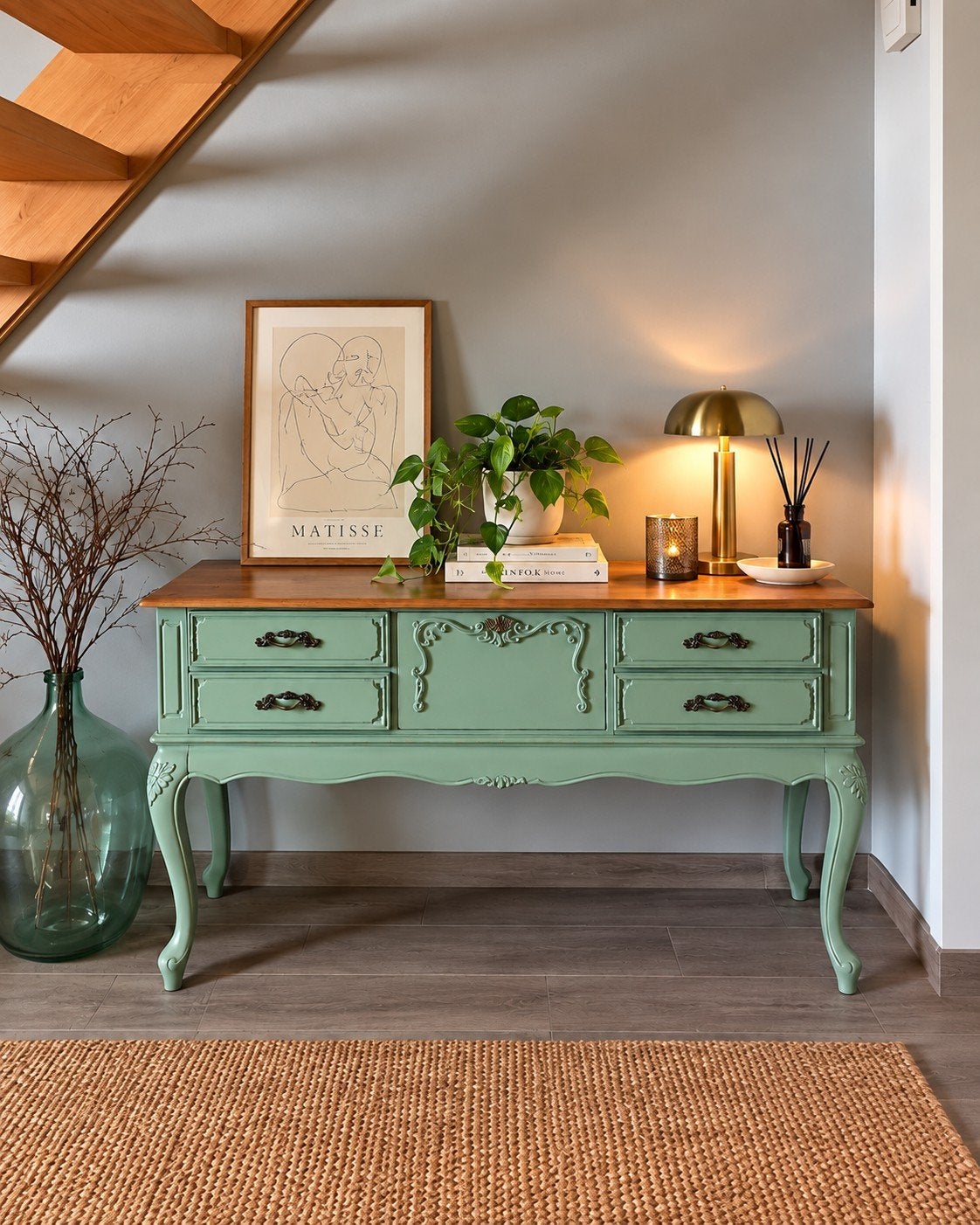 Vintage dressoir/console met lades – landelijke Franse st, Ophalen, Met lade(s)
