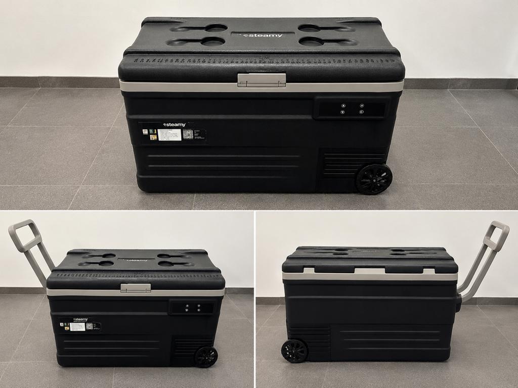 Steamy SECU75 Compressor Koelbox 74L – 12V/230V – Op wielen, Caravans en Kamperen, Ophalen, Koelbox, Compressor