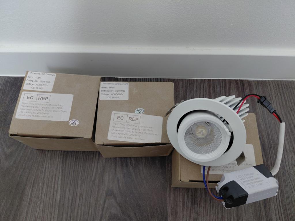3x Led inbouwspot 10W met led driver warm wit, Ophalen of Verzenden, Led