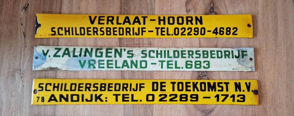 Emaille schildersbord, reclamebordjes schildersbedrijven., Enlèvement ou Envoi, Utilisé, Panneau publicitaire