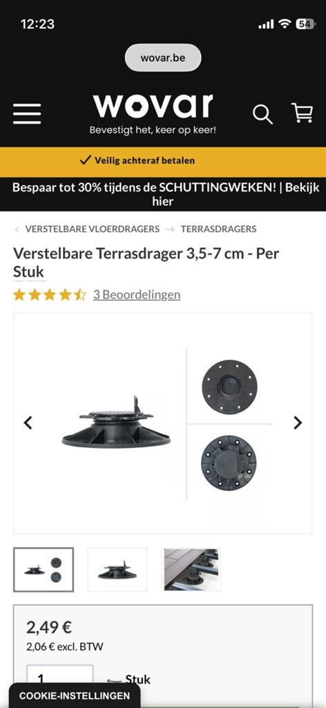 8 stuks Verstelbare terrasdragers, Tuin en Terras, Ophalen, Gebruikt