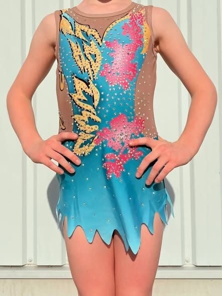 Wedstrijd Turnpakje Ritmiek Turnpak Rokje Maillot RG, Blauw, Nieuw, Ophalen of Verzenden, Turnpak(je)