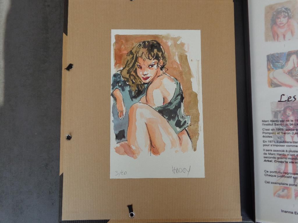 Dessin original Marc Hardy dans porfolio sexy numéroté, Enlèvement