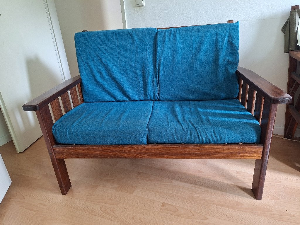 Bank en 2 fauteuils, Ophalen, Gebruikt, Hout