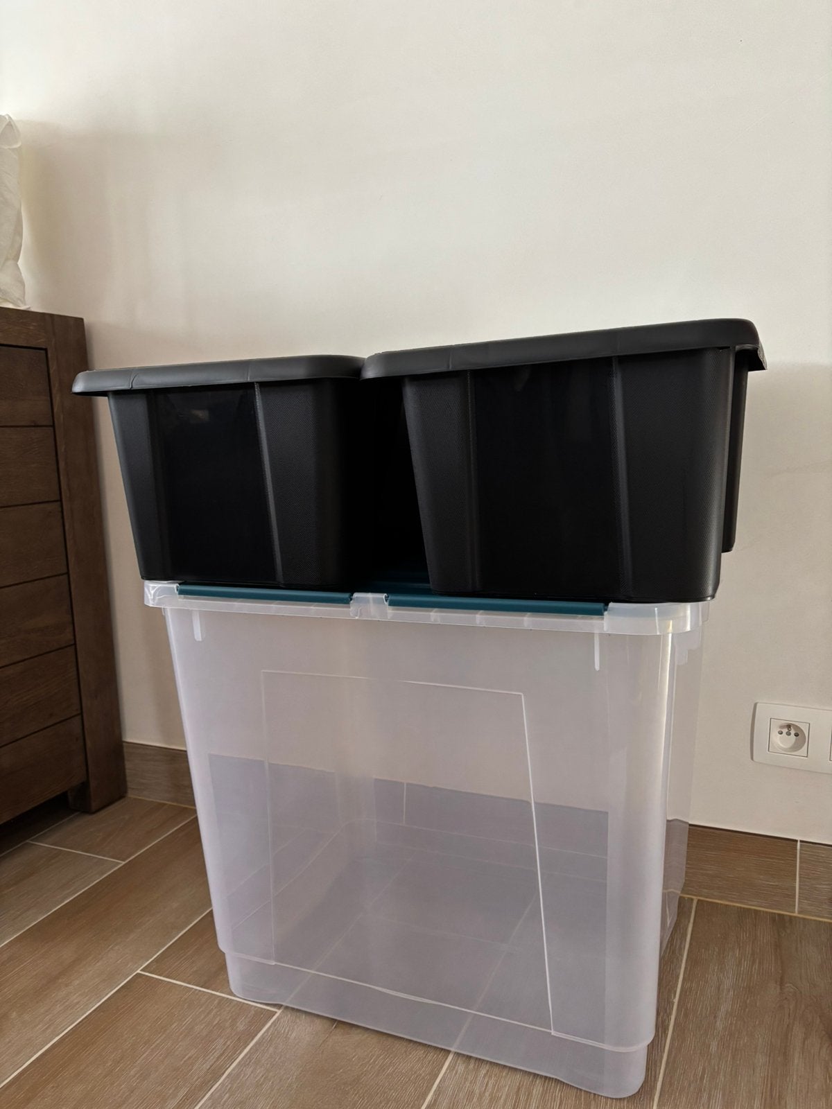 Action Heidrun opbergbox 100 L + 2 zwarte boxen, Ophalen, Zo goed als nieuw