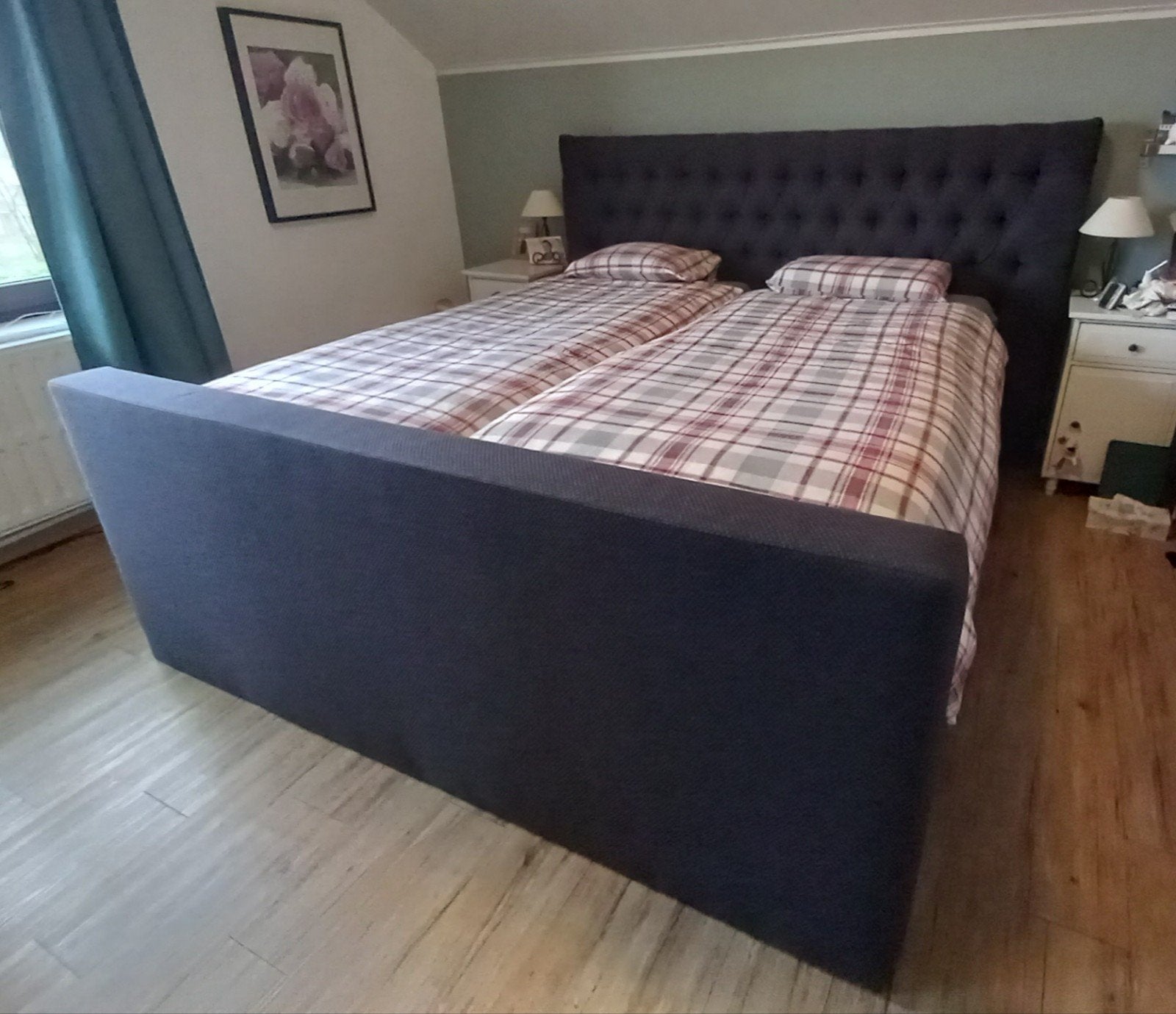 Boxspring King Size 180x200 avec tête de lit capitonnée, Enlèvement