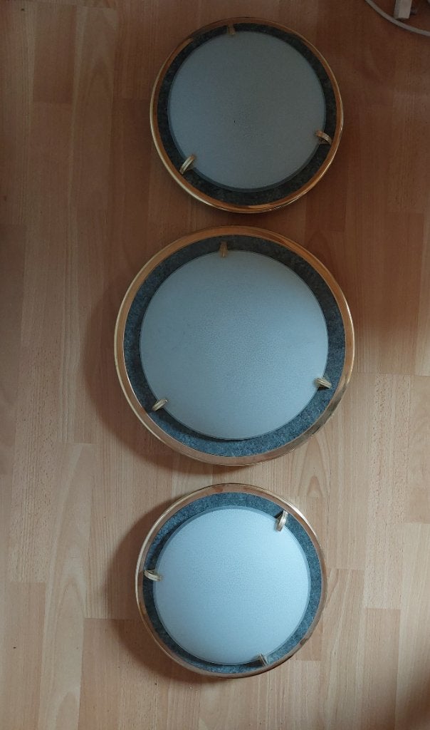 Plafondlampen set van 3, Maison & Meubles, Lampes | Plafonniers, Enlèvement, Vert, Comme neuf, Plafonnier