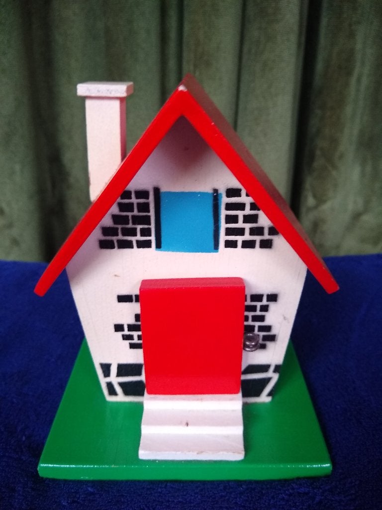 Tirelire en forme de maison, vintage, rétro, Enlèvement, Comme neuf, Bois, Objet ou Édifice