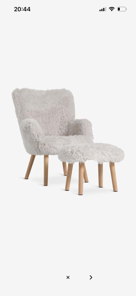 Fauteuil met voetenbank, Ophalen, Wit, Nieuw, Eén