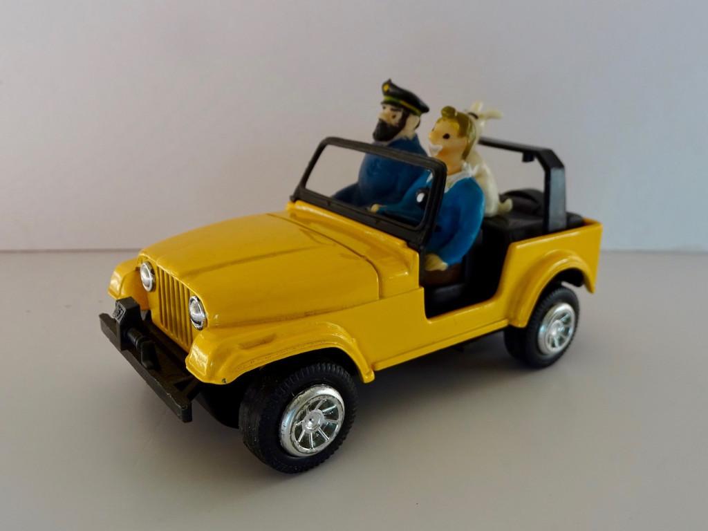 Friction jeep van Kuifje, Verzamelen, Ophalen, Kuifje, Zo goed als nieuw, Beeldje of Figuurtje