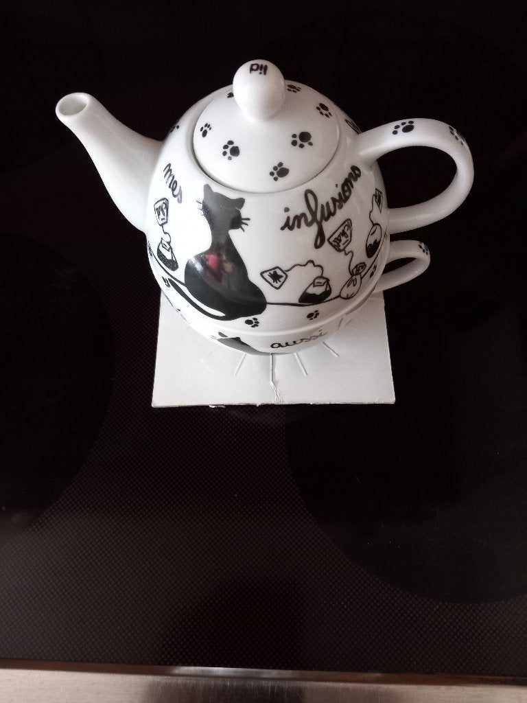 Service à thé en porcelaine -  Fox Trot - avec motif de chat, Maison & Meubles, Enlèvement ou Envoi