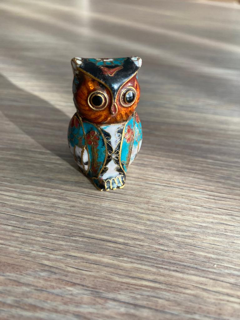Prachtig vintage cloisonné uilenbeeldje. Uil., Ophalen of Verzenden