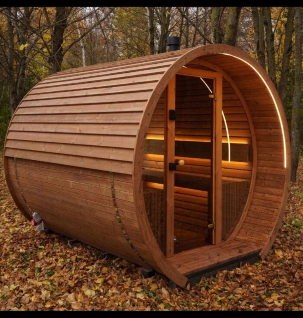 Thermo Wood Barrel sauna, Sport en Fitness, Sauna, Ophalen of Verzenden, Nieuw, Fins of Traditioneel, Complete sauna