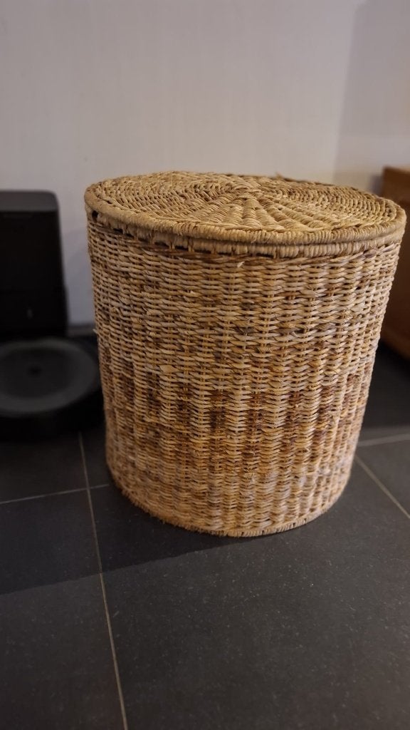 Rotan mand met deksel, Ophalen, Mand, Rond, Riet