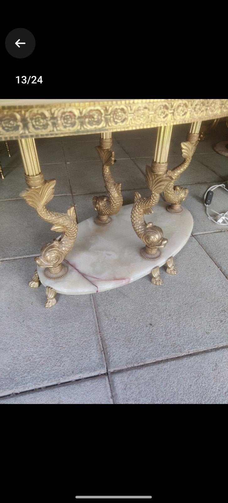 Vintage Hollywood Regency Salontafel – Onyx Marmer & Messing, Ophalen