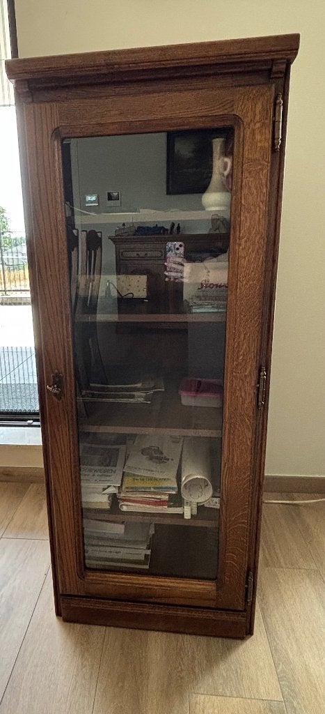 Houten kast met glas, Antiek en Kunst, Ophalen