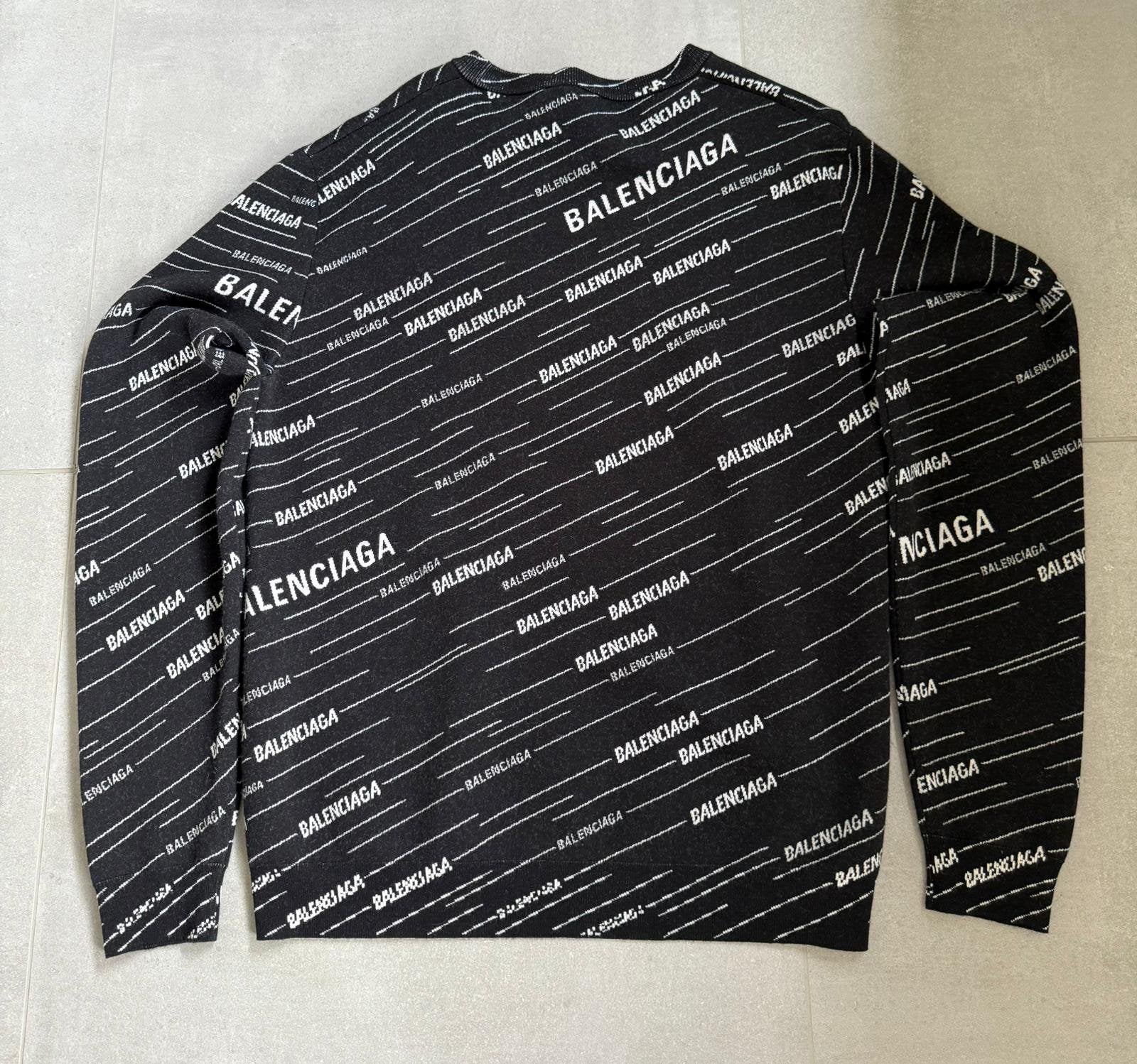 Sweater Balenciaga - pull zwart allover print, Ophalen, Nieuw, Maat 48/50 (M), Zwart