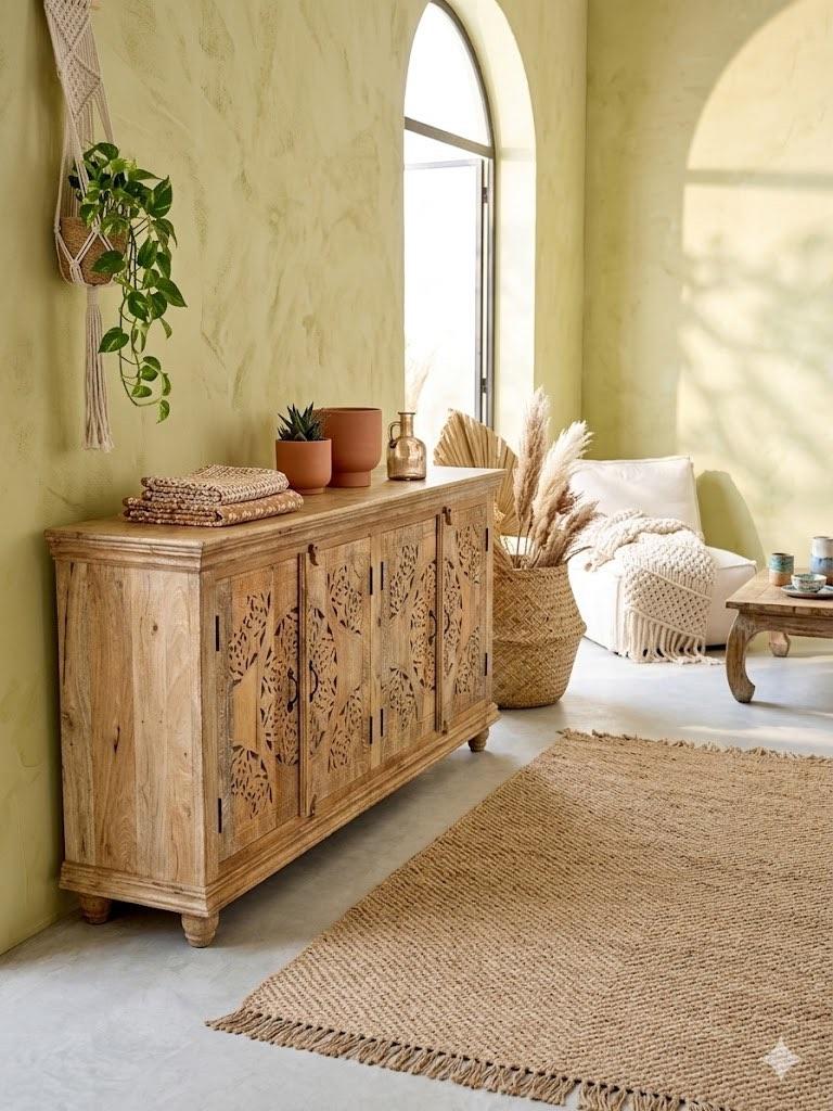 Uniek Nieuw Dressoir IBiza/Boho met de hand uitgesneden, Met deur(en), Ibiza/Boho/Botanisch, 150 tot 200 cm, Nieuw