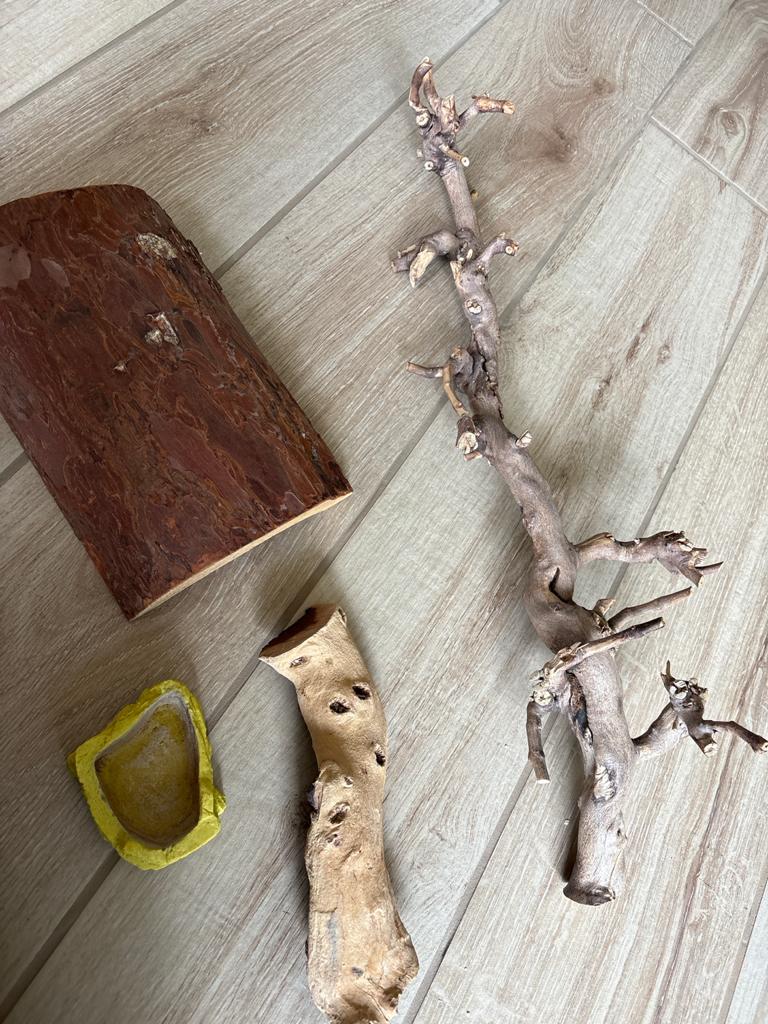 Terrarium decoratie / natuurlijke houten schuilplaatsen, Ophalen, Gebruikt