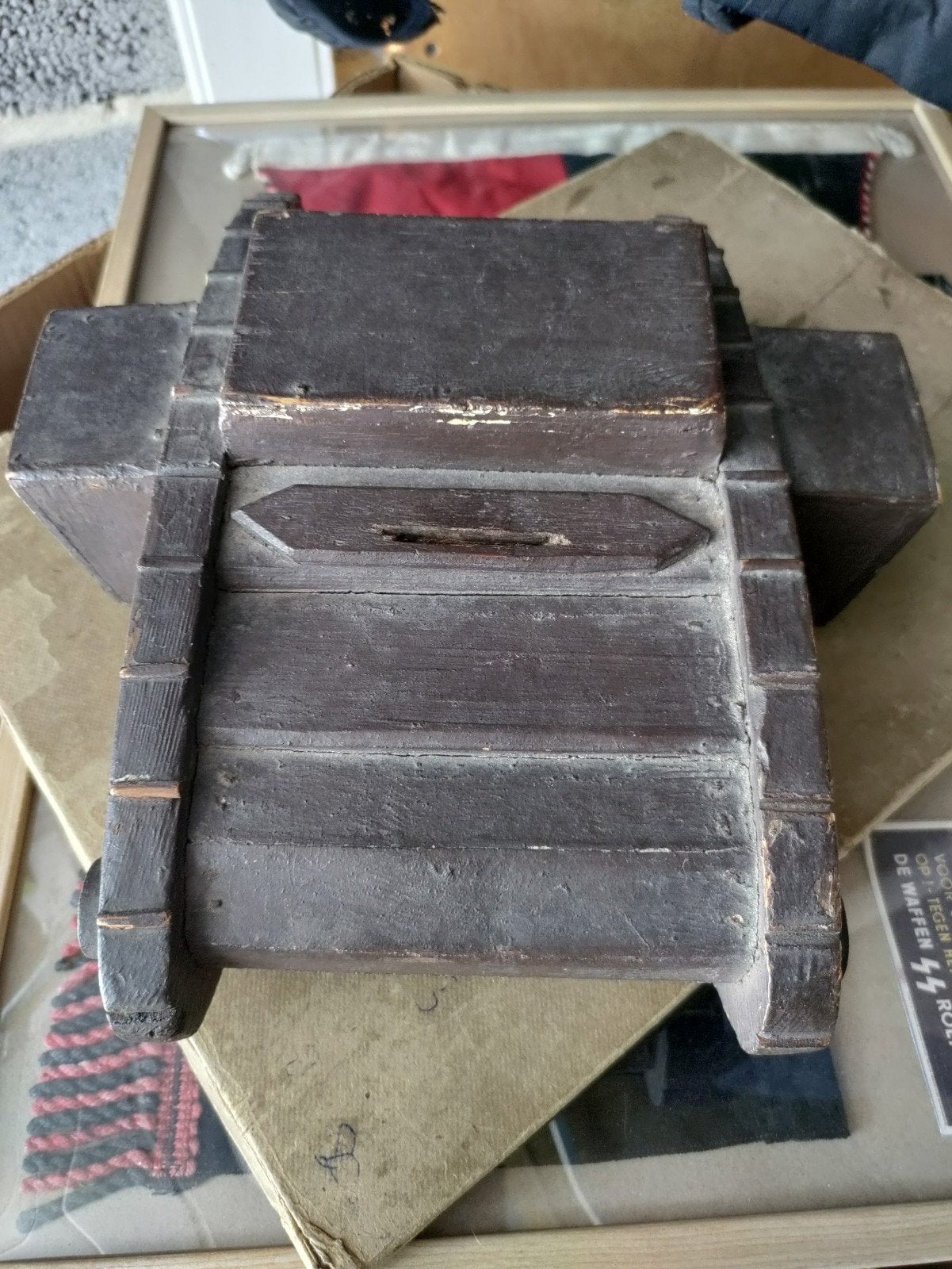 Tirelire char panzer WO1 bois métal, Enlèvement ou Envoi