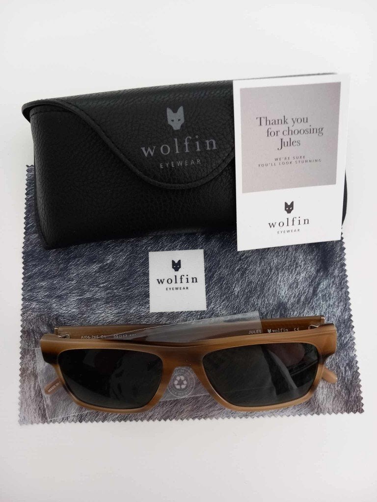 100€ Lunettes solaires Wolfin Eyewear Jules Brown - neuves, Neuf, Autres marques, Enlèvement ou Envoi, Brun