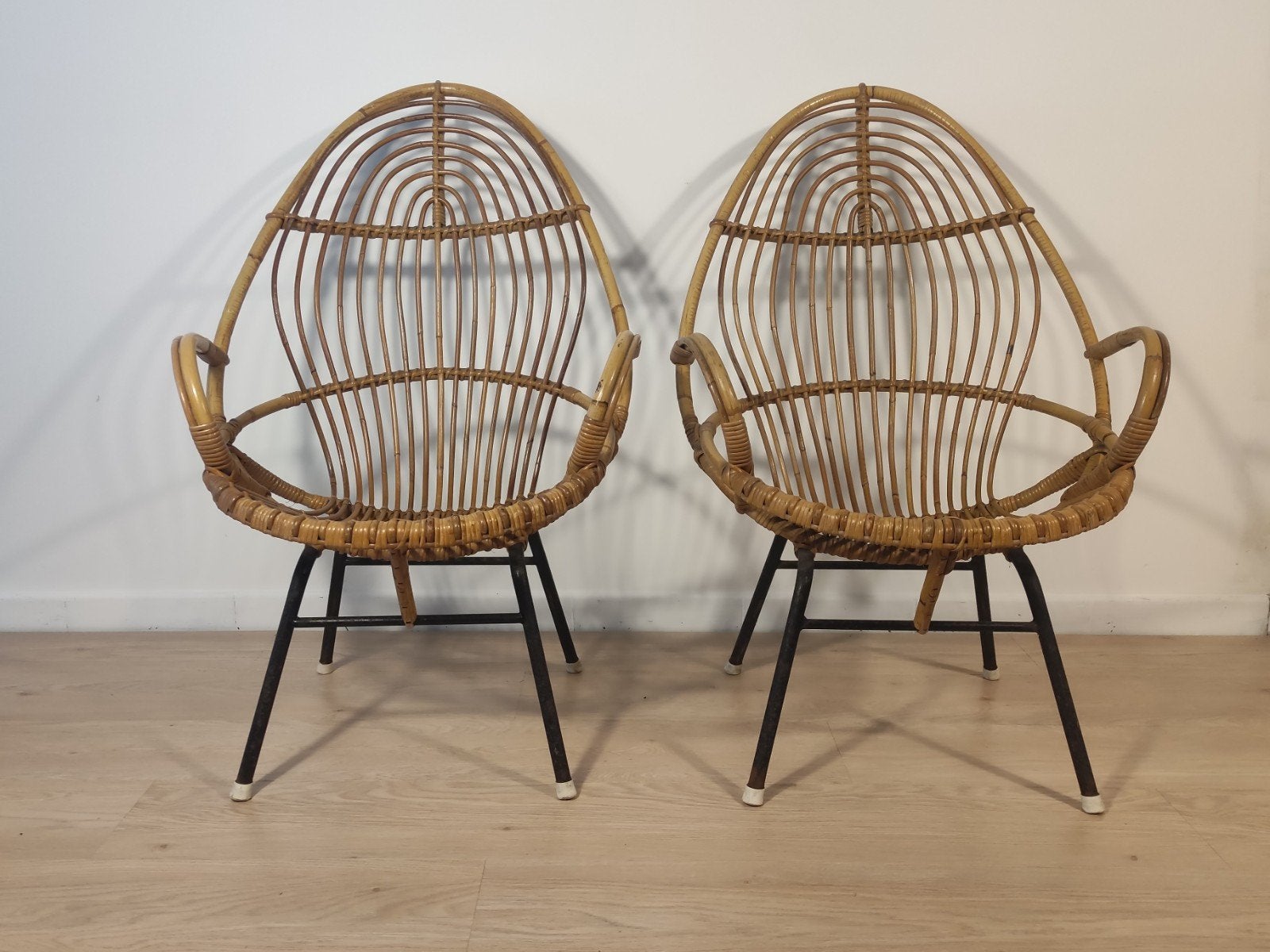 Set van 2 vintage Rohe Noordwolde stoelen rotan, Ophalen
