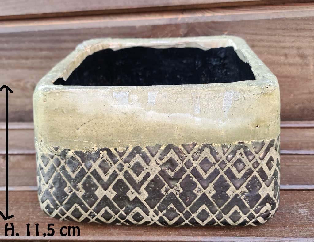 zware stenen pot / bloempot - stijl brutalistisch - zie info, Ophalen, Vierkant
