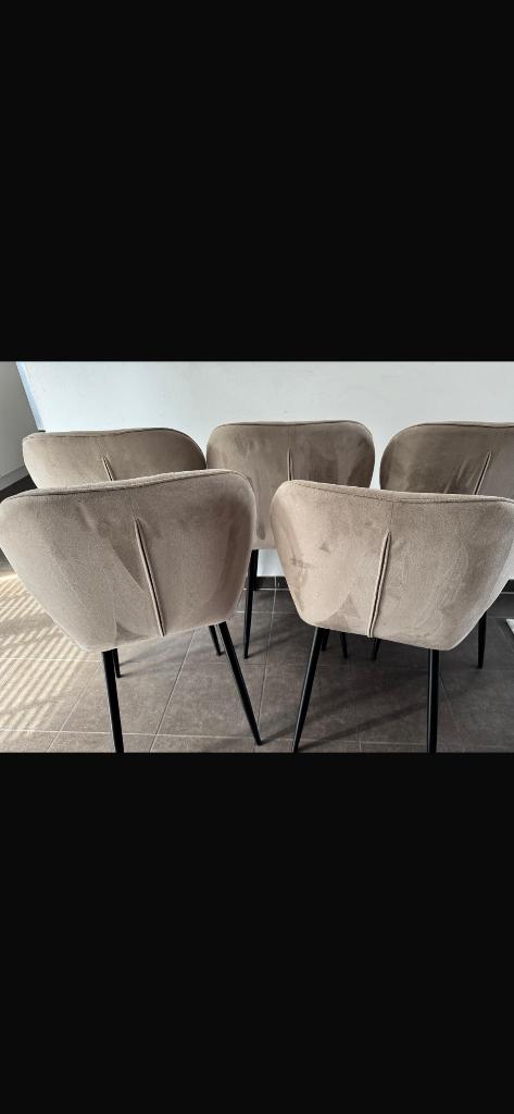 Eetkamerstoelen, Huis en Inrichting, Stoelen, Ophalen, Bruin, Zo goed als nieuw, Stof