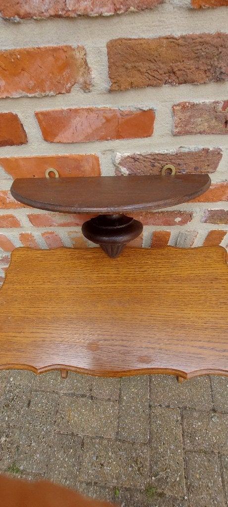 Eiken halfrond schabje 35 cm breedx15 cm diepx17 cm hoog, Suspension murale, Enlèvement ou Envoi, 35 cm, 17 cm