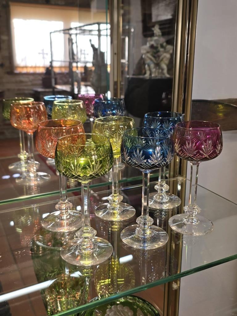 Val Saint Lambert, lot de six verres colorés modèle anvers, Enlèvement ou Envoi