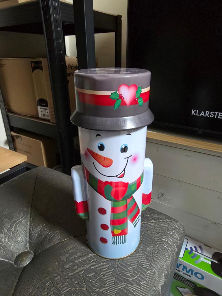 Boite en métal bonhomme de neige Noël, Enlèvement ou Envoi, Comme neuf, Autre
