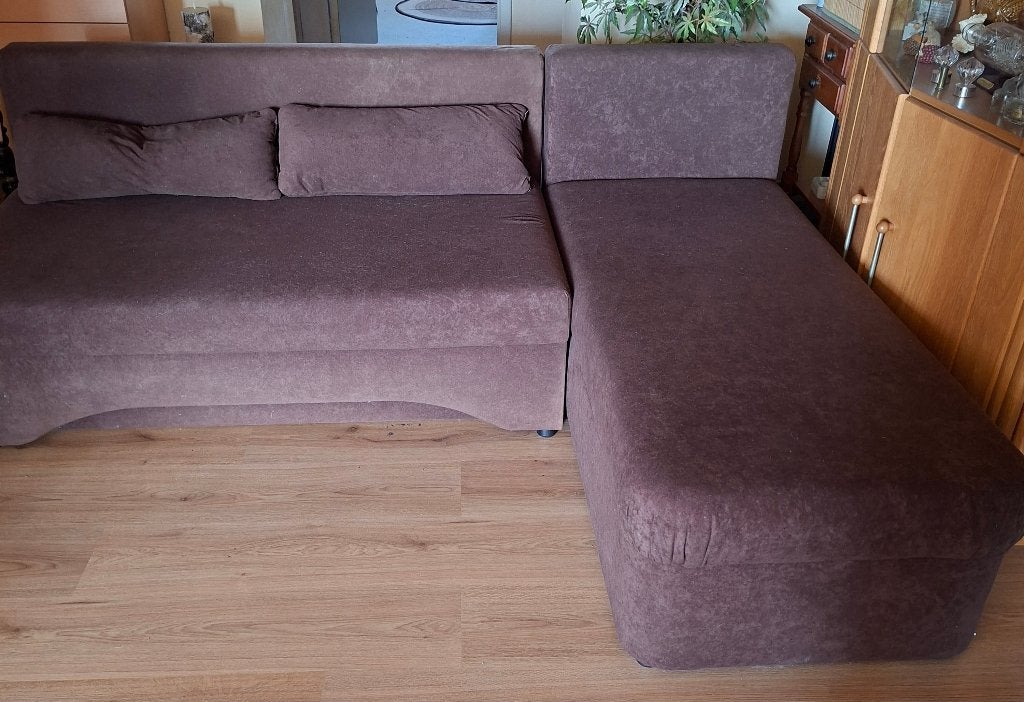 Hoekzetel/bed, Huis en Inrichting, Zetels | Zetels, Gebruikt, Hoekbank, Tweepersoons, Minder dan 150 cm, Minder dan 75 cm, Hout
