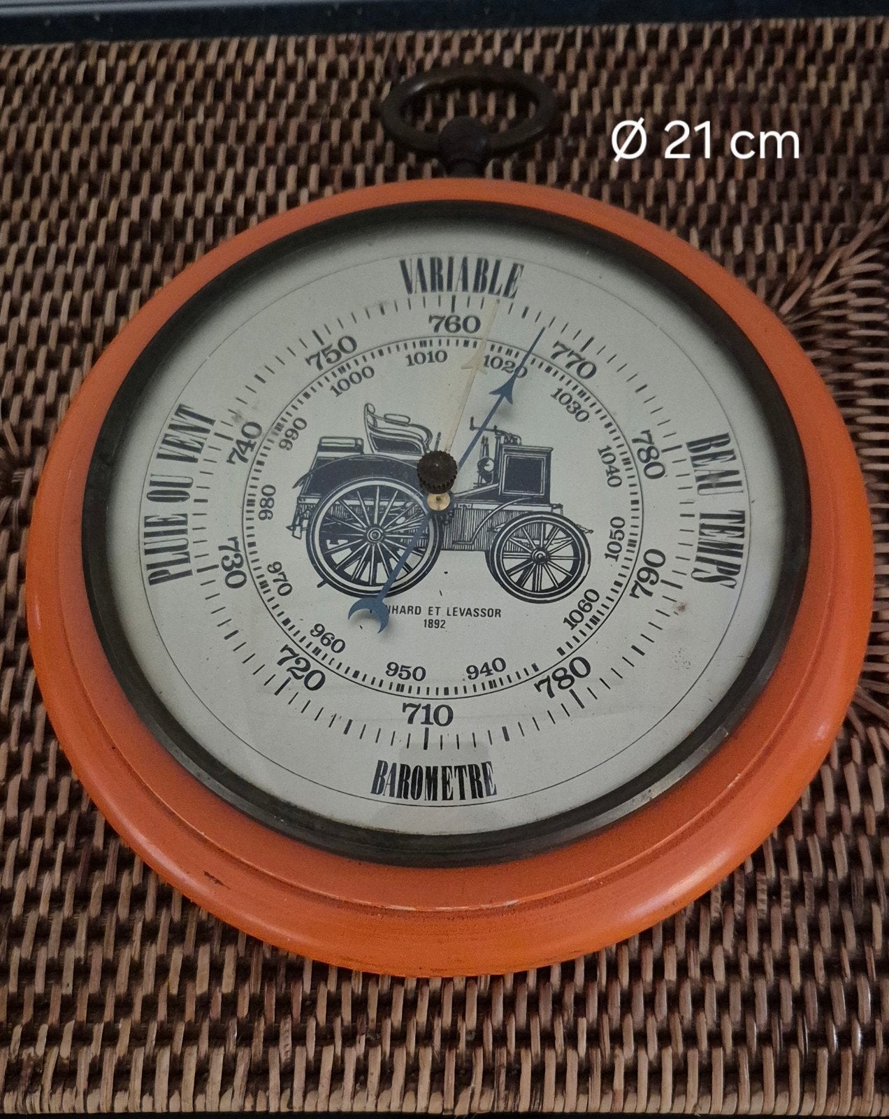 Retro oranje Franse barometer Panhard&Levassor, Ophalen