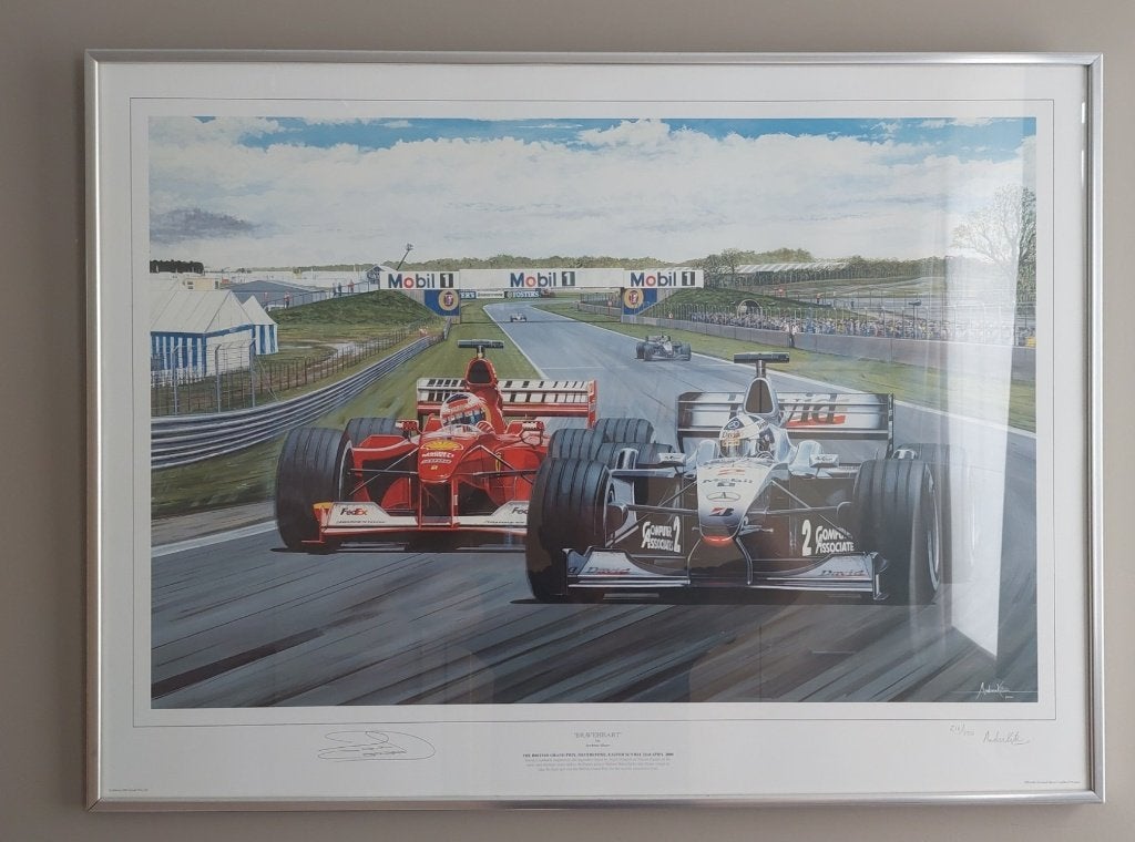gesigneerde litho F1 David Coulthard, Ophalen of Verzenden, Zo goed als nieuw