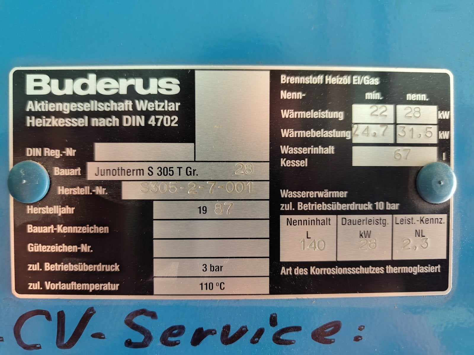 Budurus mazout brander cv, Enlèvement