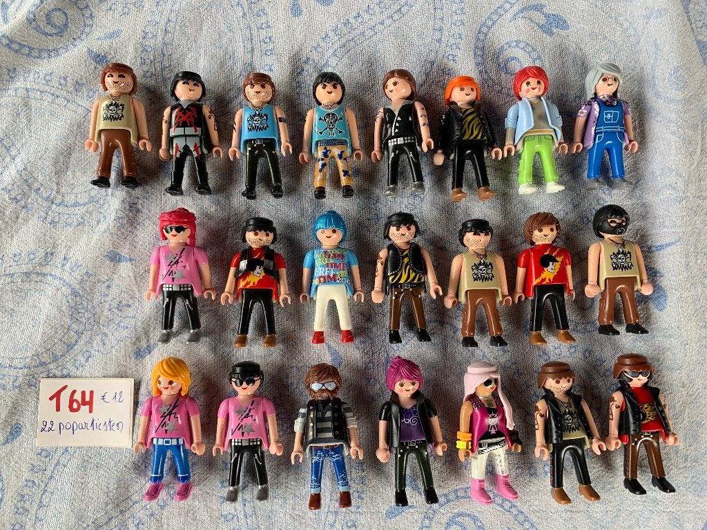 PLAYMOBIL: T64: 22 FIGUREN POPARTIESTEN, Ophalen of Verzenden, Zo goed als nieuw, Losse onderdelen, Figuren