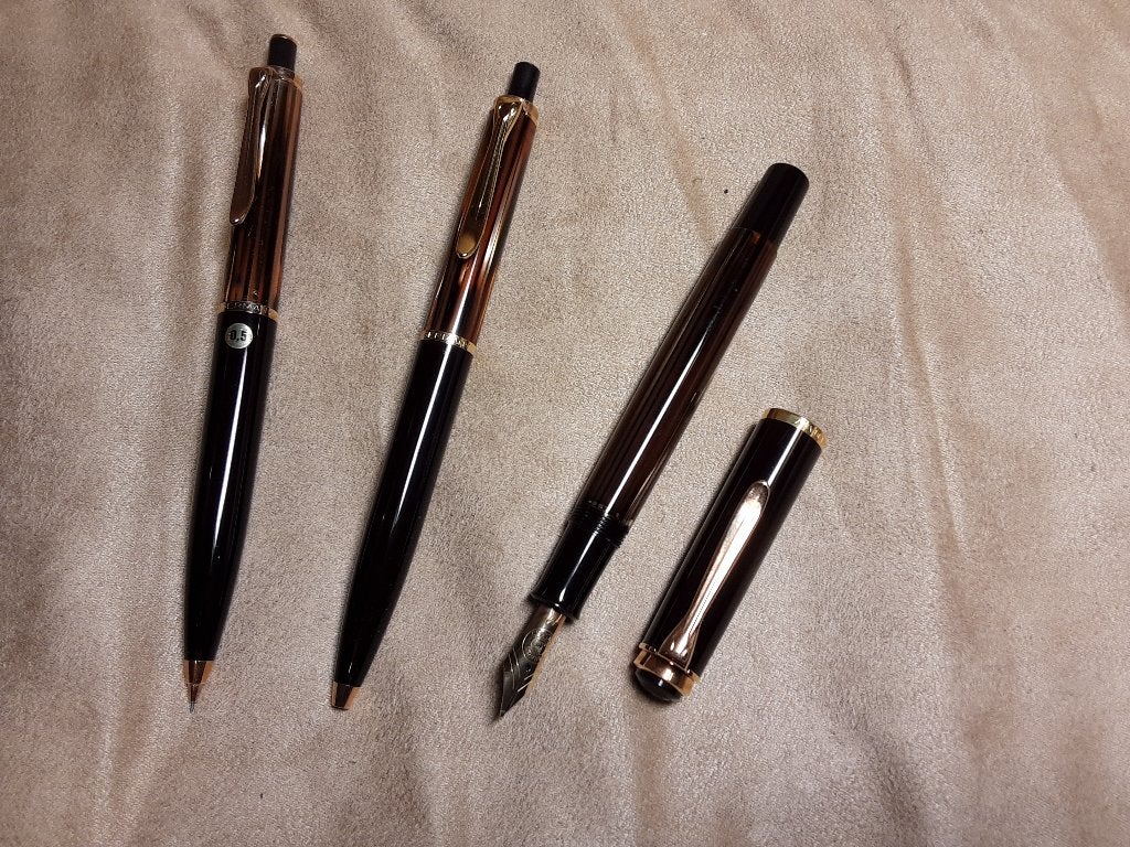 Pelikan M400/K400/D400 Brown Striped set FP/BP/MP, Collections, Enlèvement ou Envoi, Avec boîte, Utilisé, Autres marques