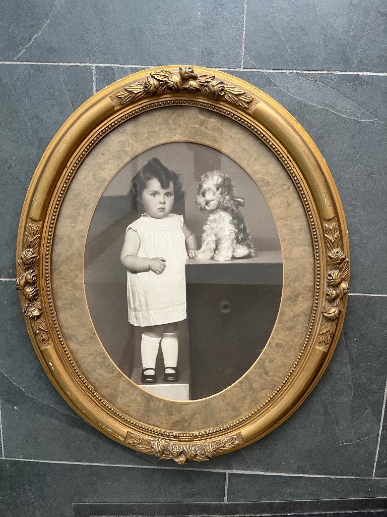 Oude ‘gouden’ kader met foto, Maison & Meubles, Accessoires pour la Maison | Peintures, Dessins & Photos, 50 – 75, Utilisé, Moins de 50 cm