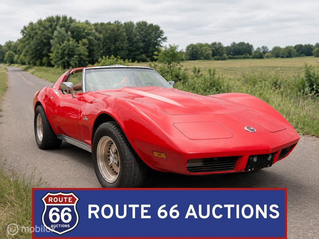 Chevrolet Corvette C3 Stingray | 1974 | Route 66 Auctions, Auto's, Chevrolet, Zwart, Bedrijf, Handgeschakeld