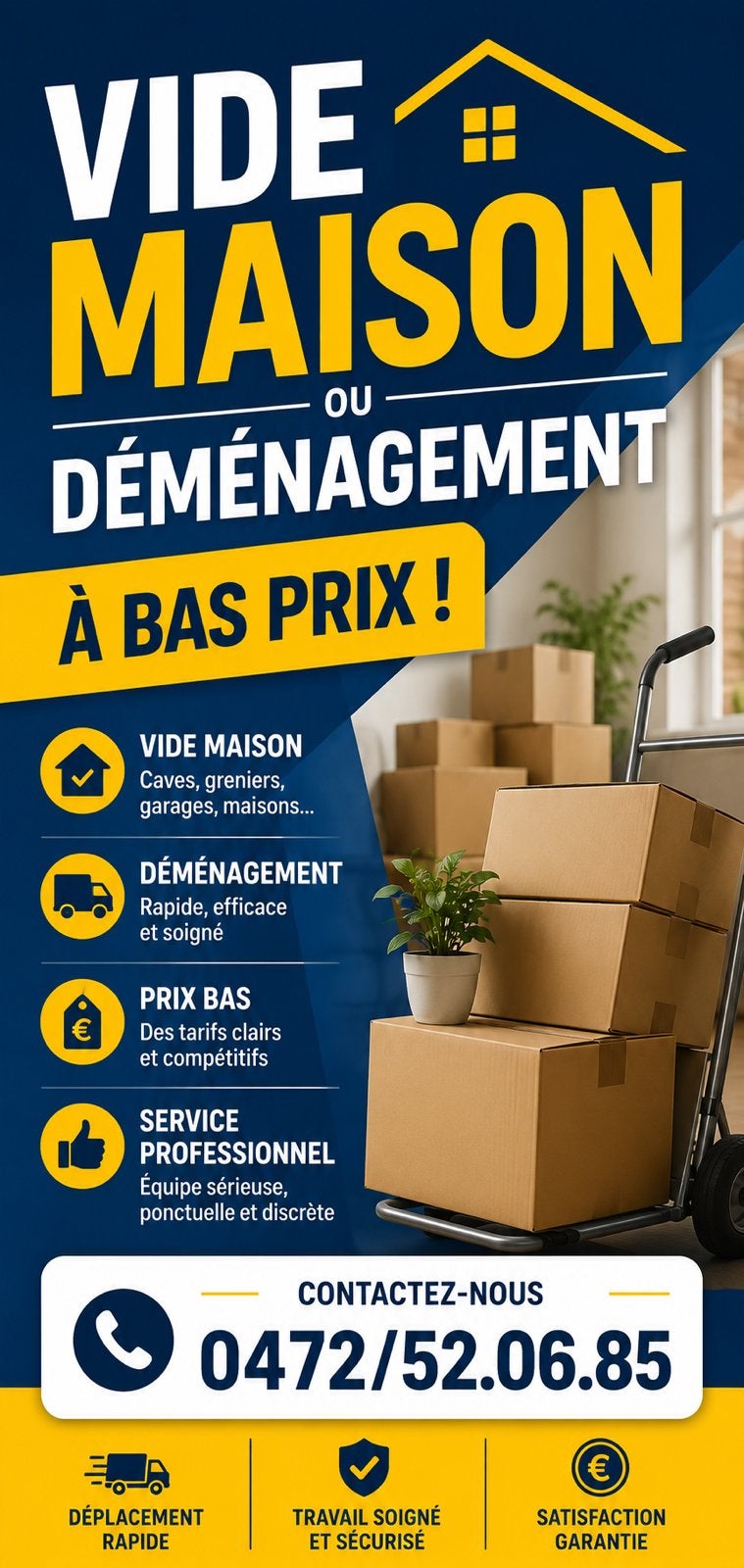 Demenageur ou Vide maison, Enlèvement, Neuf