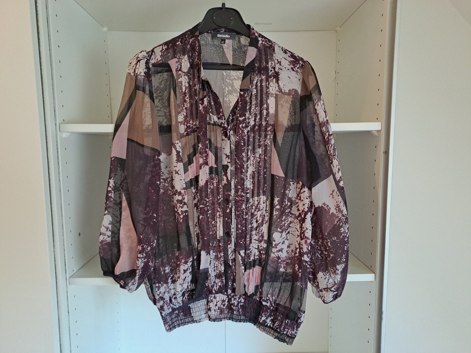 Mt 42 Paars, roos, bruine dunne bloes, Kleding | Dames, Paars, Ophalen of Verzenden, Zo goed als nieuw, Maat 42/44 (L)