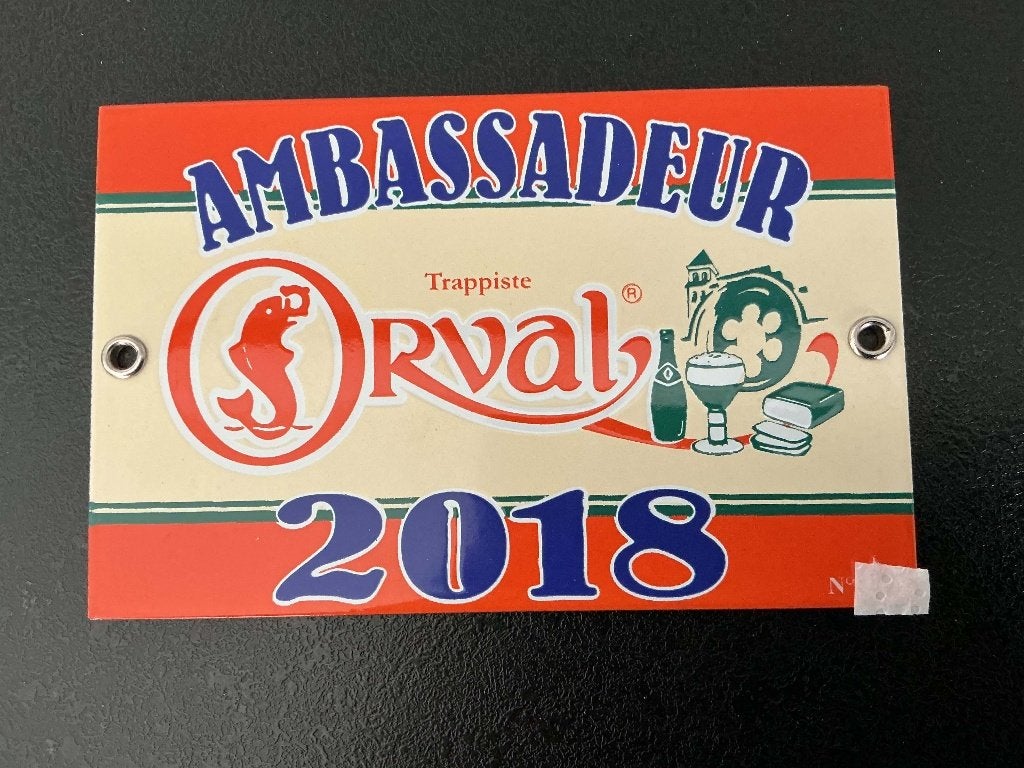 Plaque émaillée orval ambassadeur 2018, Enlèvement, Comme neuf, Panneau, Plaque ou Plaquette publicitaire