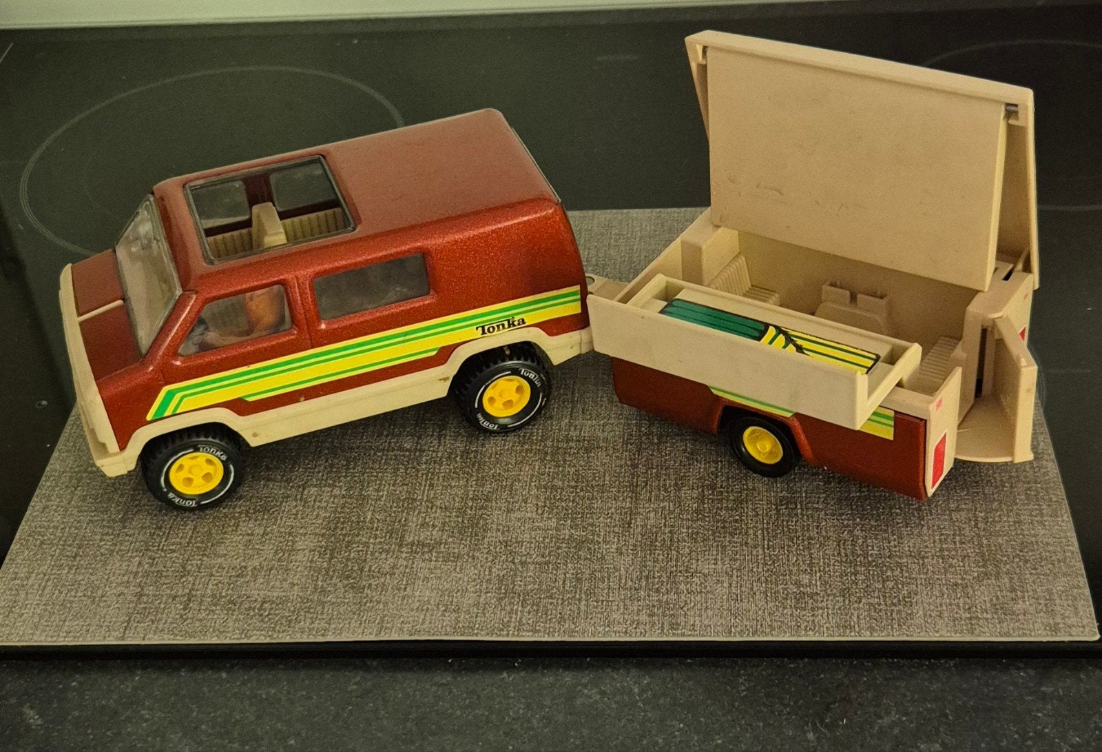 Vintage Tonka Camper Van met Vouwwagen (Jaren '70), Ophalen